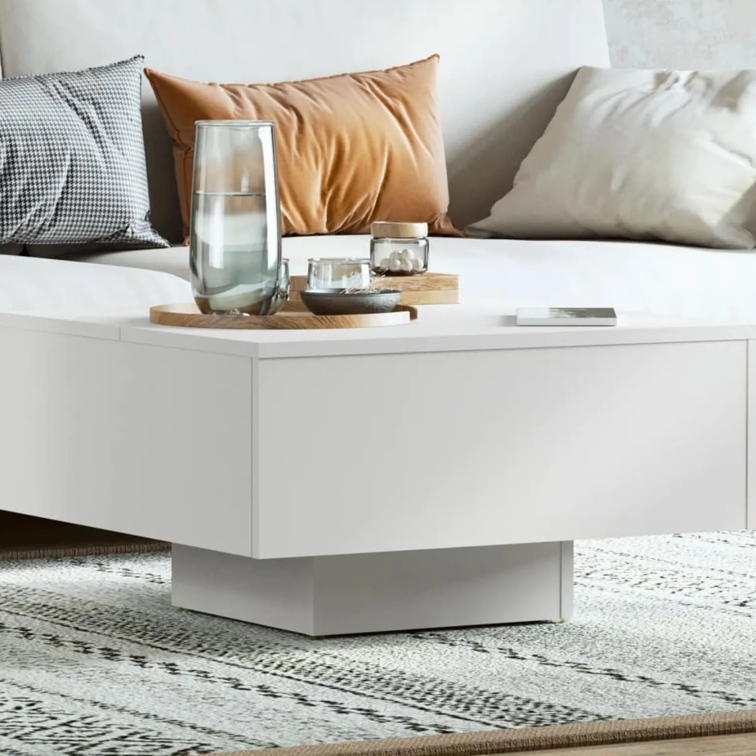 Stolik Kawowy Ława Stół Biały 60x60x31.5 Do Salonu Do Pokoju