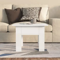 Stolik Kawowy Ława Stół Biały Połysk 55x55x42 Do Salonu Do Pokoju