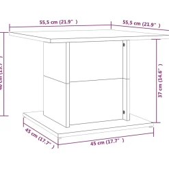 Stolik Kawowy Ława Stół Brązowy 55.5x55.5x40 Do Salonu Do Pokoju