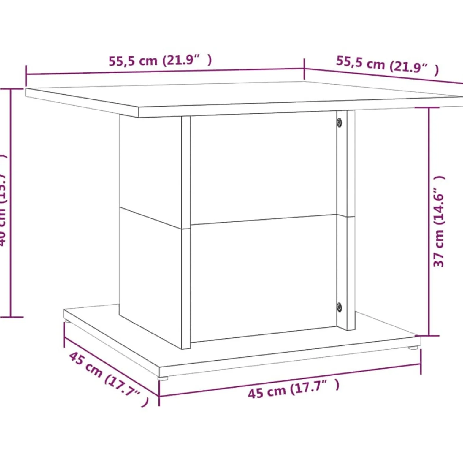 Stolik Kawowy Ława Stół Brązowy 55.5x55.5x40 Do Salonu Do Pokoju
