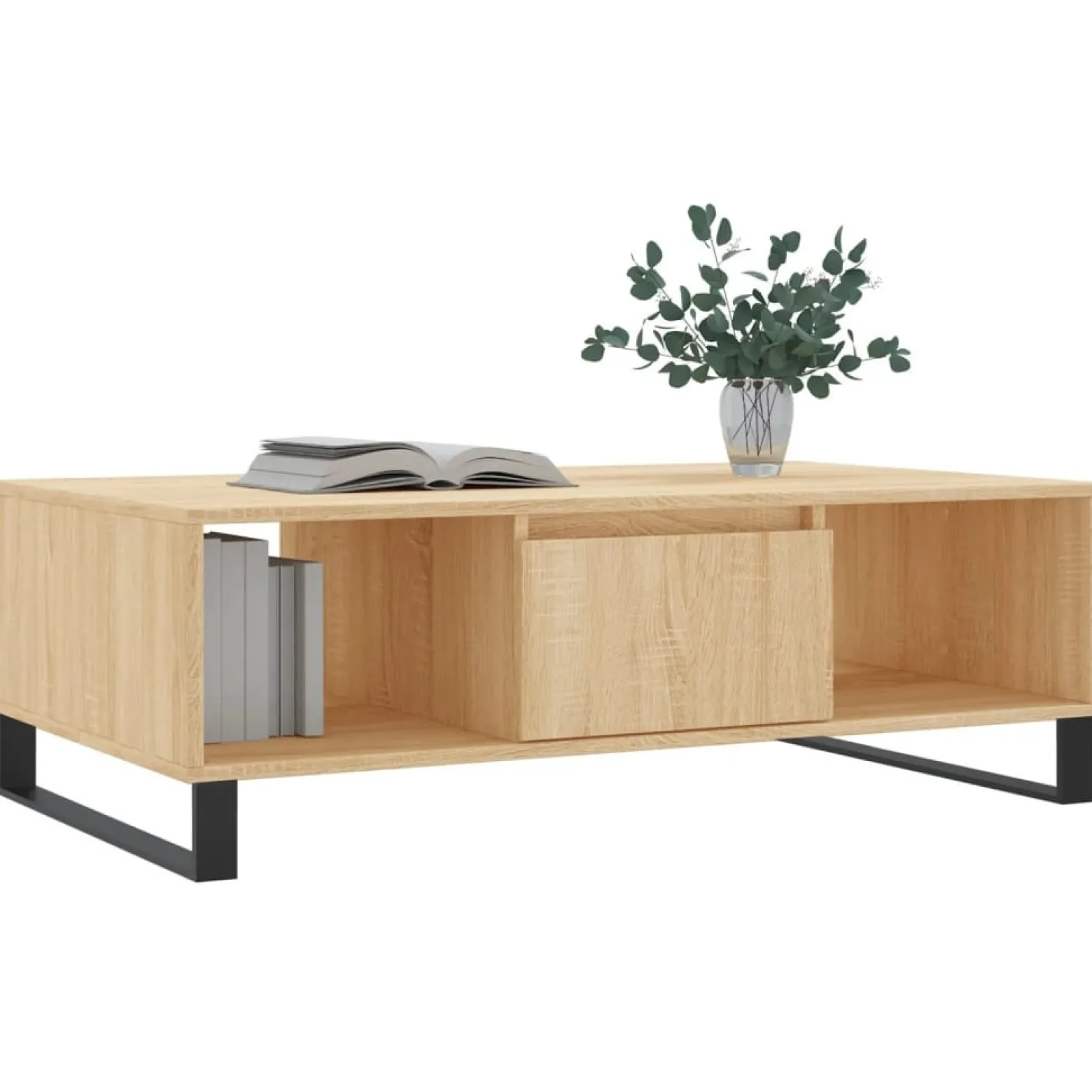 Stolik Kawowy Ława Stół Brązowy 104x60x35 Przegrody Do Salonu Do Pokoju