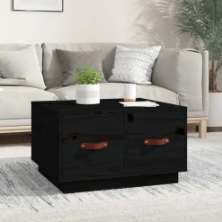 Stolik Kawowy Ława Stół Czarny Drewniany 60x53x35 Szuflady Do Salonu