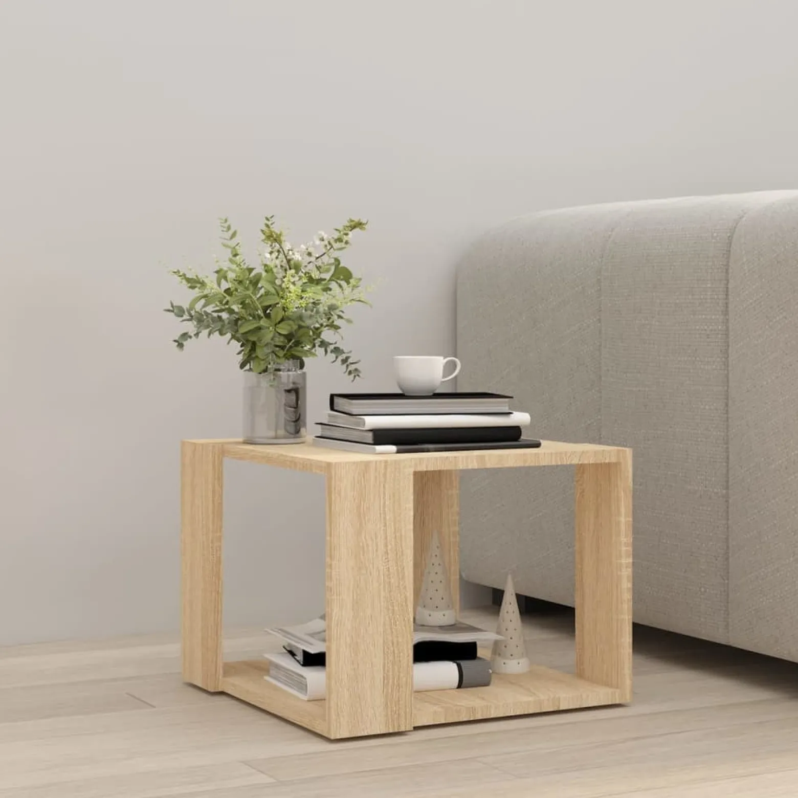 Stolik Kawowy Ława Stół Dąb Sonoma 40x40x30 Półka Do Salonu Do Pokoju