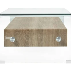 Stolik Kawowy Ława Stół Przezroczysty Szklany 98x45x31 Półka Szuflady