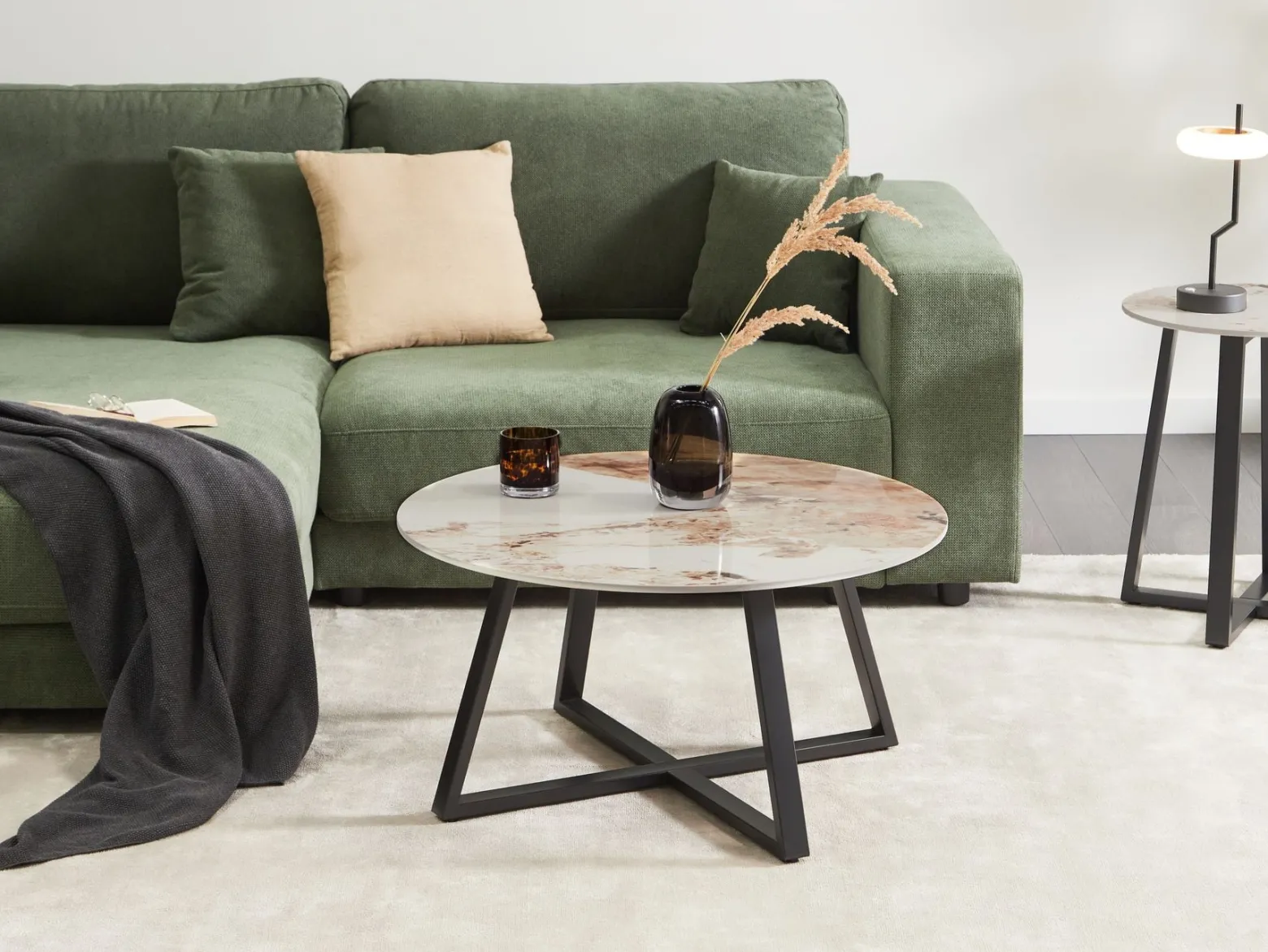 Stolik kawowy efekt marmur ceramiczny blat