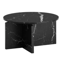 Stolik Kawowy Okrągły 60x60x33 cm Nowoczesny Niski MDF do Salonu