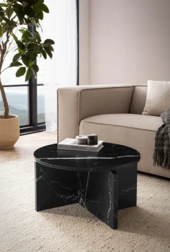 Stolik Kawowy Okrągły 60x60x33 cm Nowoczesny Niski MDF do Salonu