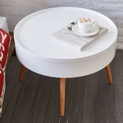 Stolik kawowy okrągły ze schowkiem 60cm ModernHome