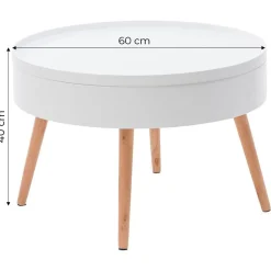 Stolik kawowy okrągły ze schowkiem 60cm ModernHome