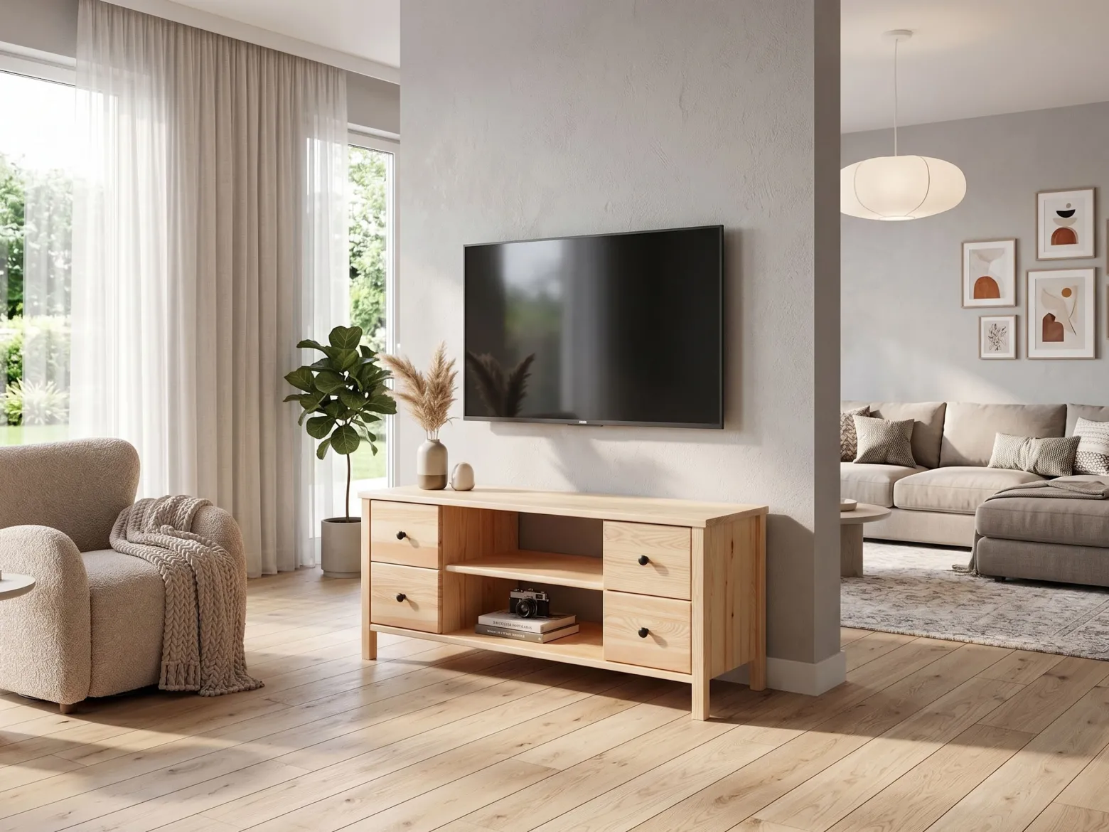 Stolik RTV 118 drewniany PRESTIGE, kolor sosnowy