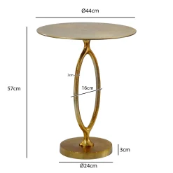 Stolik boczny Alu Złoty 44cm Okrągły Stolik salonu kawowy Stolik metalowy