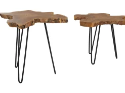 2 stoliki boczne pomocnicze metal drewno