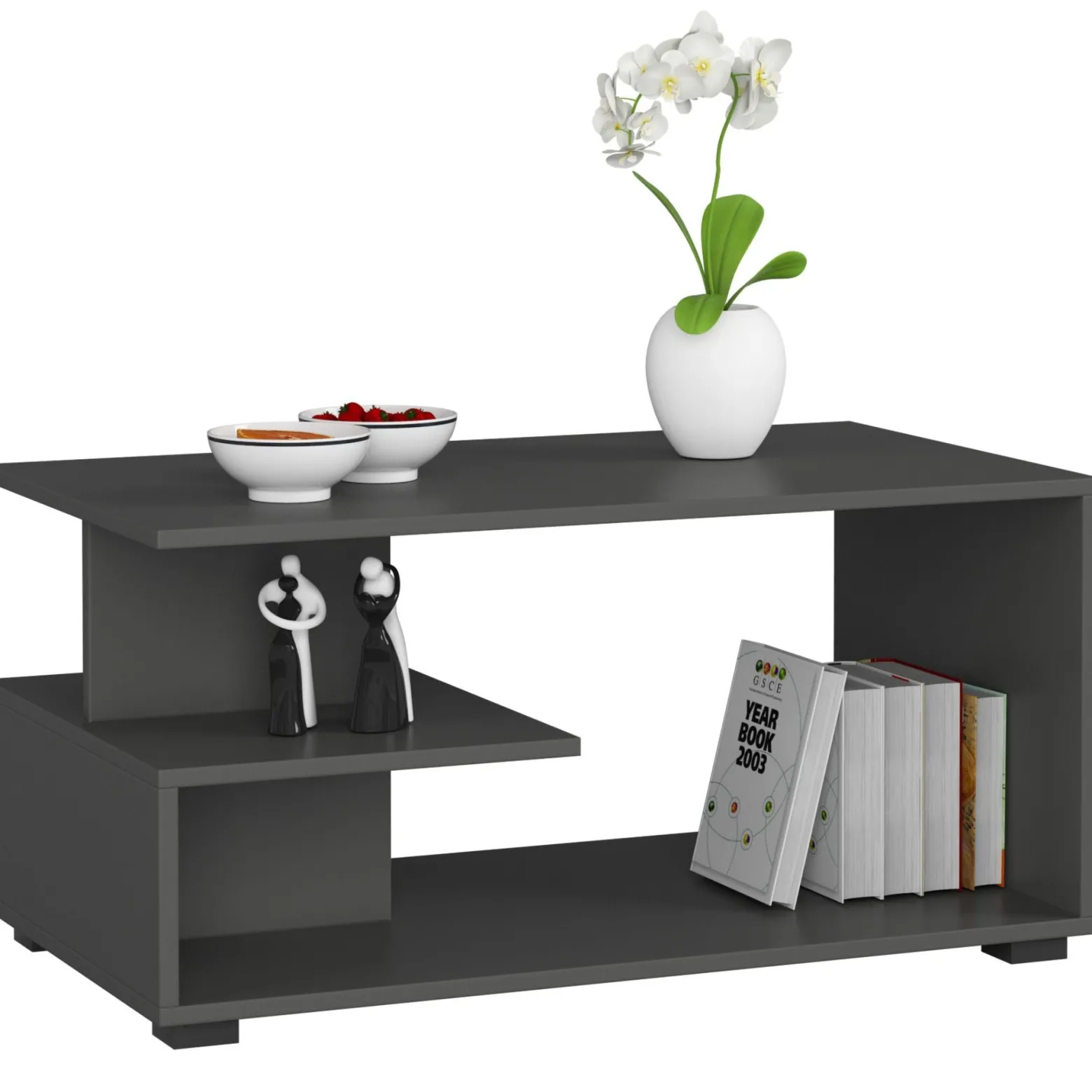 Stolik kawowy AKORD PIN Grafit Szary 90 cm mat 90x51x45 cm