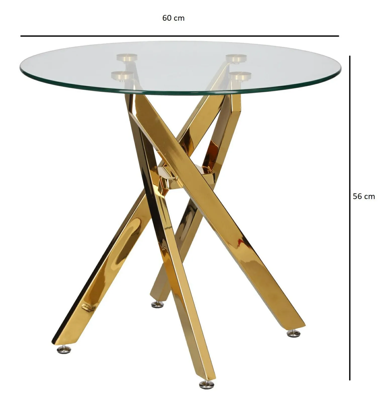 STOLIK KAWOWY Amber okrągły 60 cm SZKLANY złote nogi