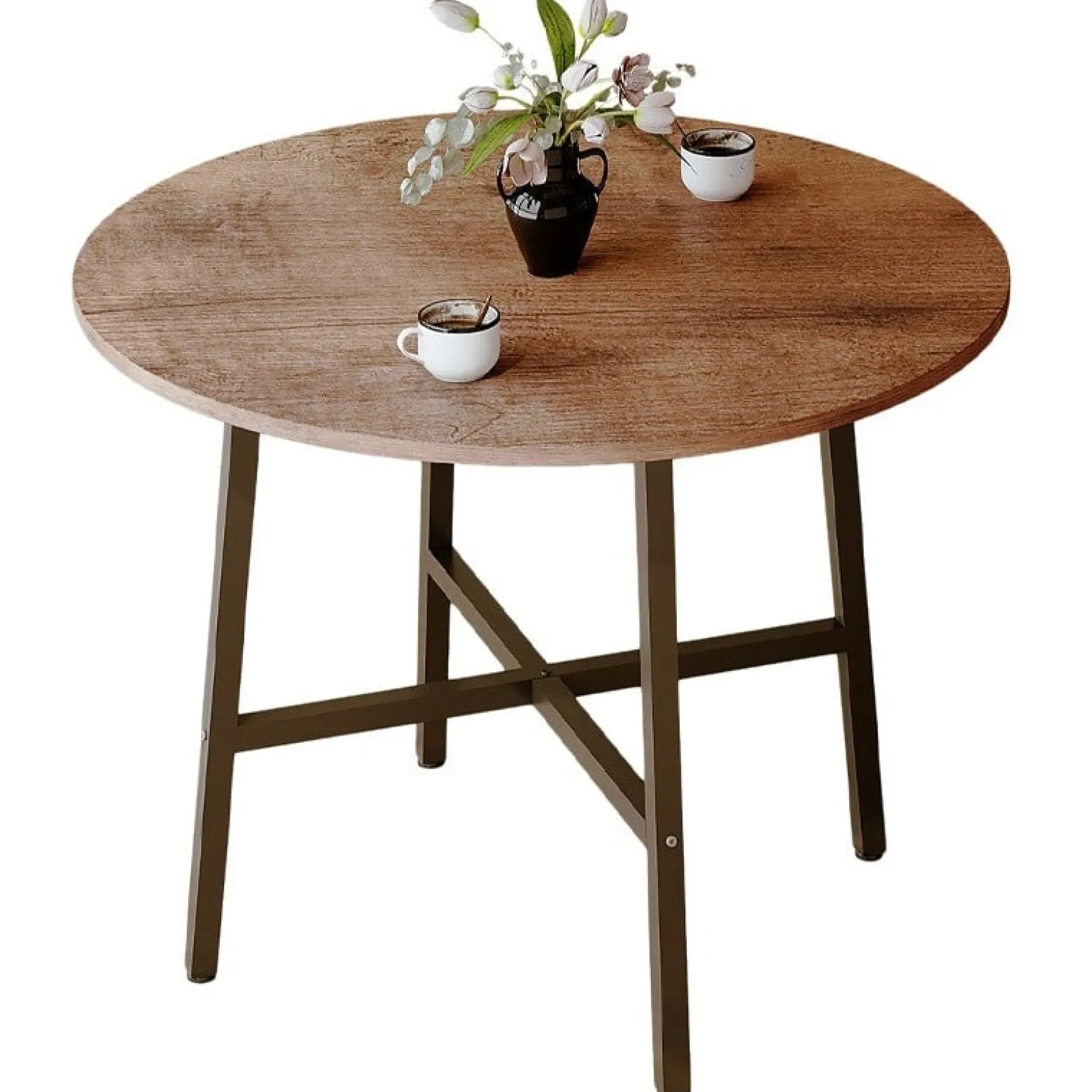 Stolik kawowy ława industrialny okrągły do salonu retro brąz loft vintage