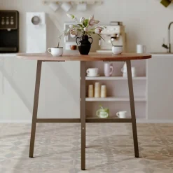 Stolik kawowy ława industrialny okrągły do salonu retro brąz loft vintage
