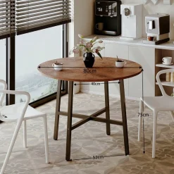 Stolik kawowy ława industrialny okrągły do salonu retro brąz loft vintage