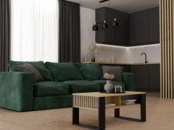 Stolik kawowy ława Modern 2P SLIM dąb artisan czerń lamele
