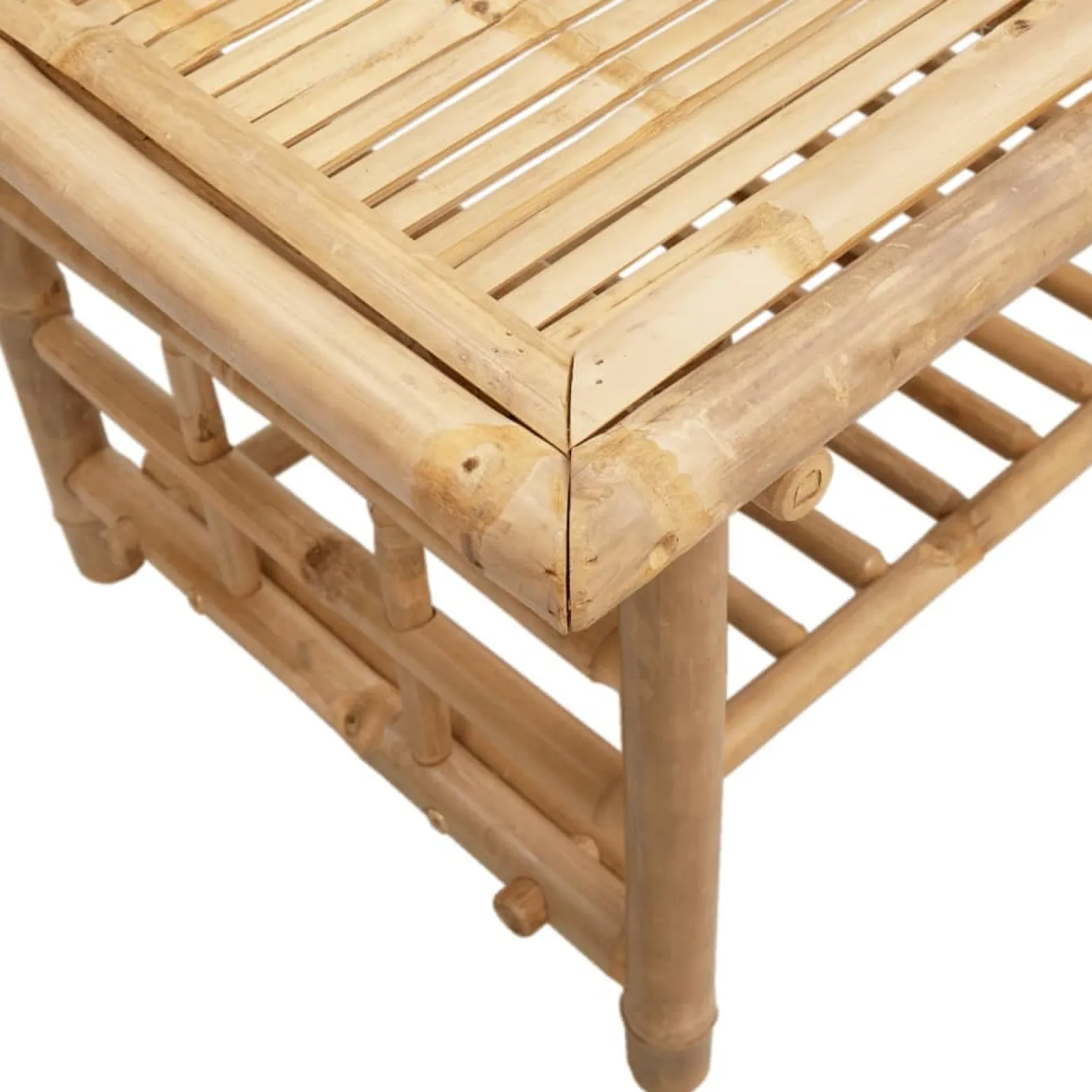 Stolik Kawowy Ława Stół Bambusowy 70x45x36 Półka Do Salonu Do Pokoju
