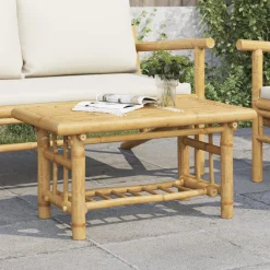 Stolik Kawowy Ława Stół Bambusowy 70x45x36 Półka Do Salonu Do Pokoju