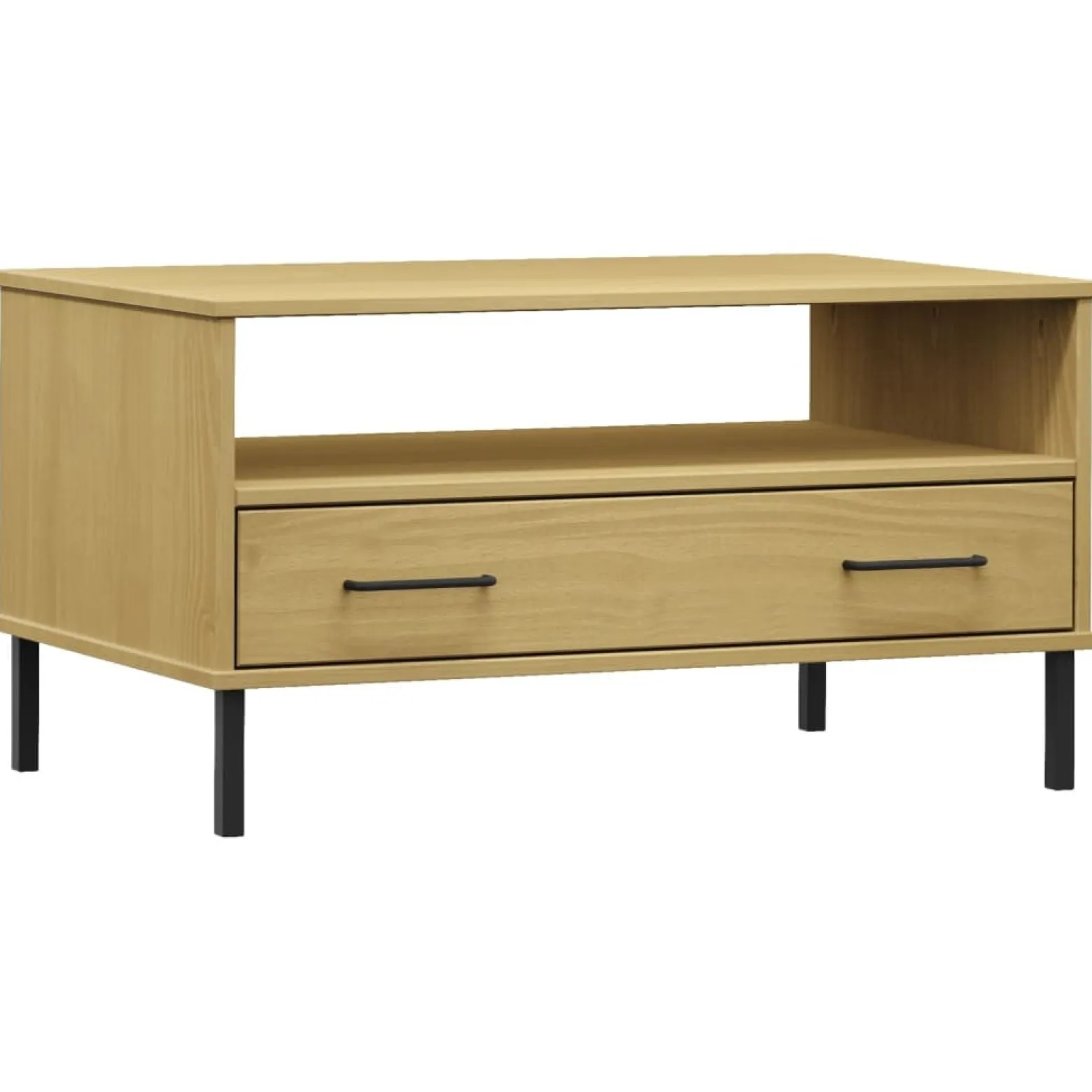 Stolik Kawowy Ława Stół Brązowy Drewniany 85x50x45 Szuflady Do Salonu