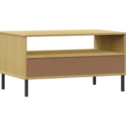 Stolik Kawowy Ława Stół Brązowy Drewniany 85x50x45 Szuflady Do Salonu