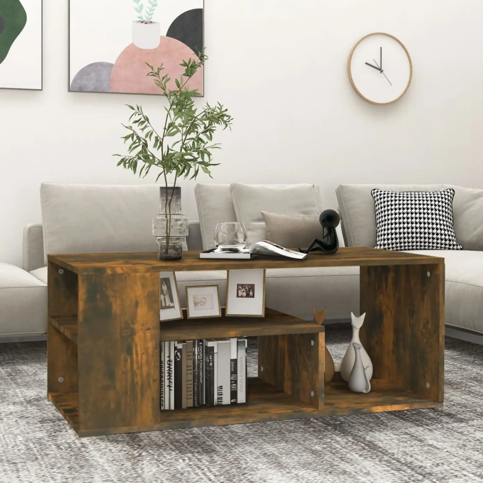 Stolik Kawowy Ława Stół Brązowy 100x50x40 Do Salonu Do Pokoju