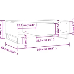 Stolik Kawowy Ława Stół Brązowy 104x60x35 Przegrody Do Salonu Do Pokoju