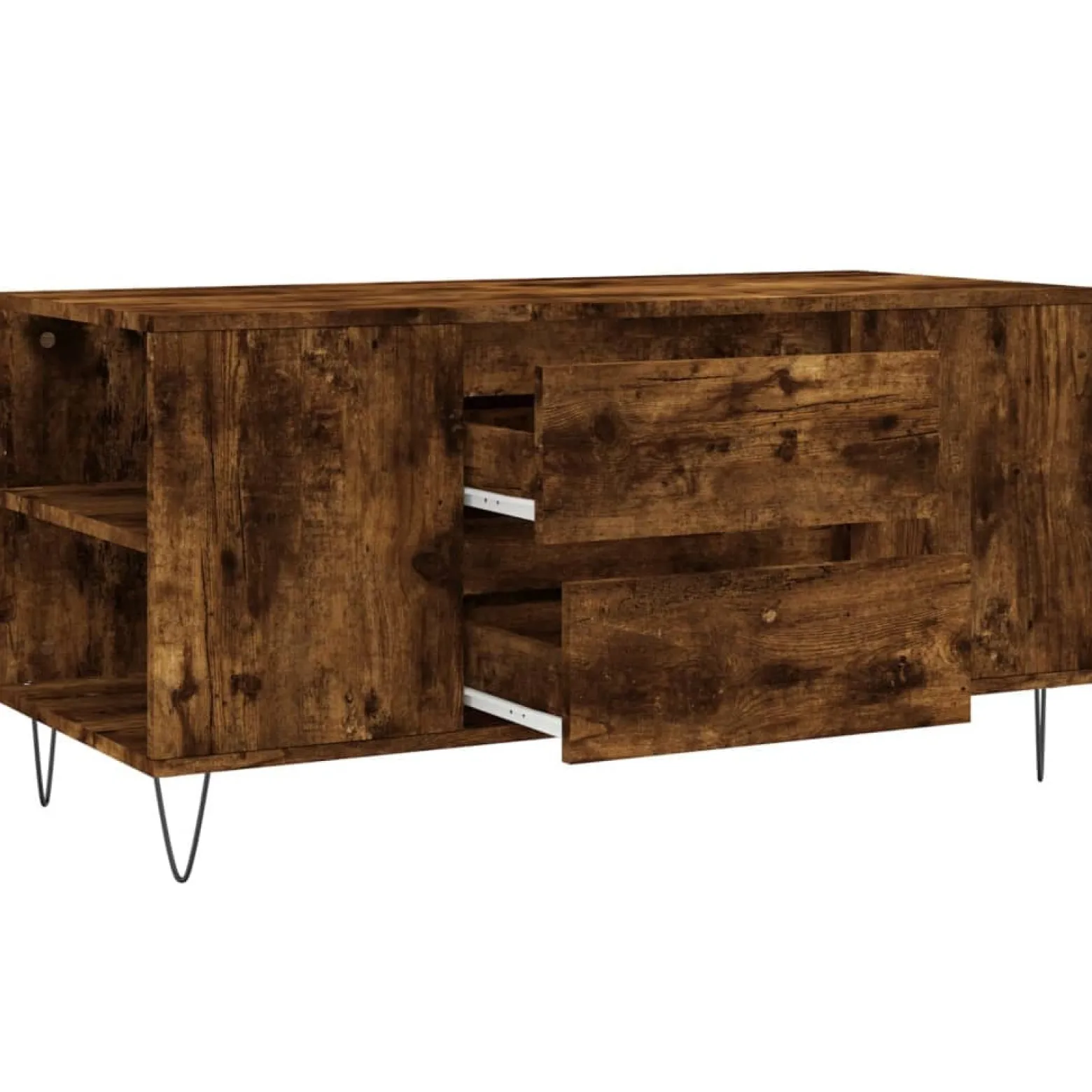 Stolik Kawowy Ława Stół Brązowy 102x44.5x50 Szuflady Przegrody Do Salonu