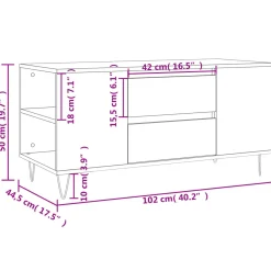 Stolik Kawowy Ława Stół Brązowy 102x44.5x50 Szuflady Przegrody Do Salonu