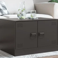 Stolik Kawowy Ława Stół Czarny Metalowy 67x50x44 Drzwiczki Do Salonu