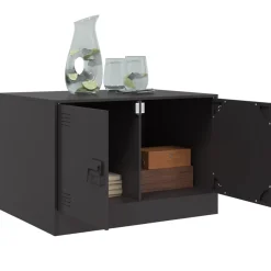 Stolik Kawowy Ława Stół Czarny Metalowy 67x50x44 Drzwiczki Do Salonu