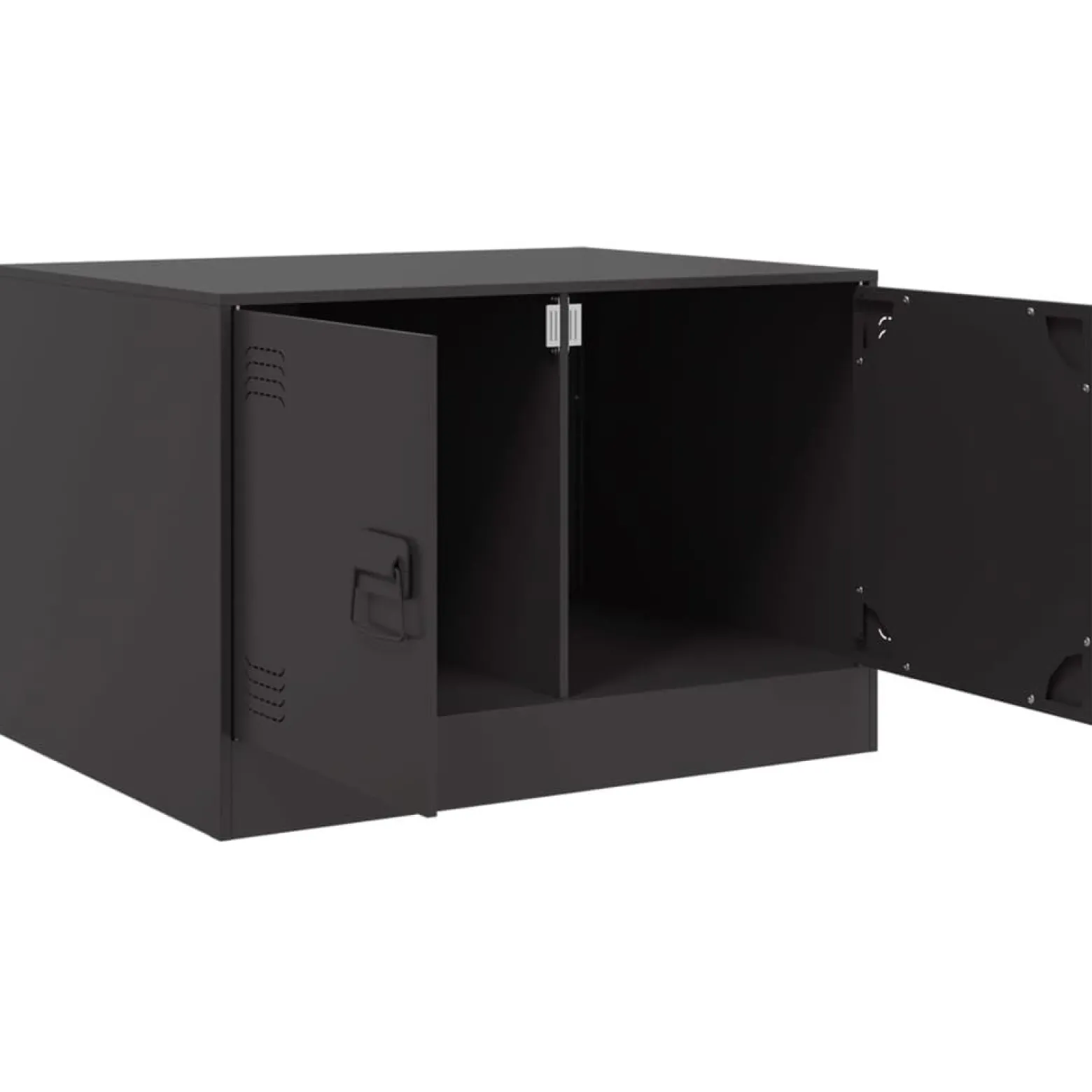 Stolik Kawowy Ława Stół Czarny Metalowy 67x50x44 Drzwiczki Do Salonu