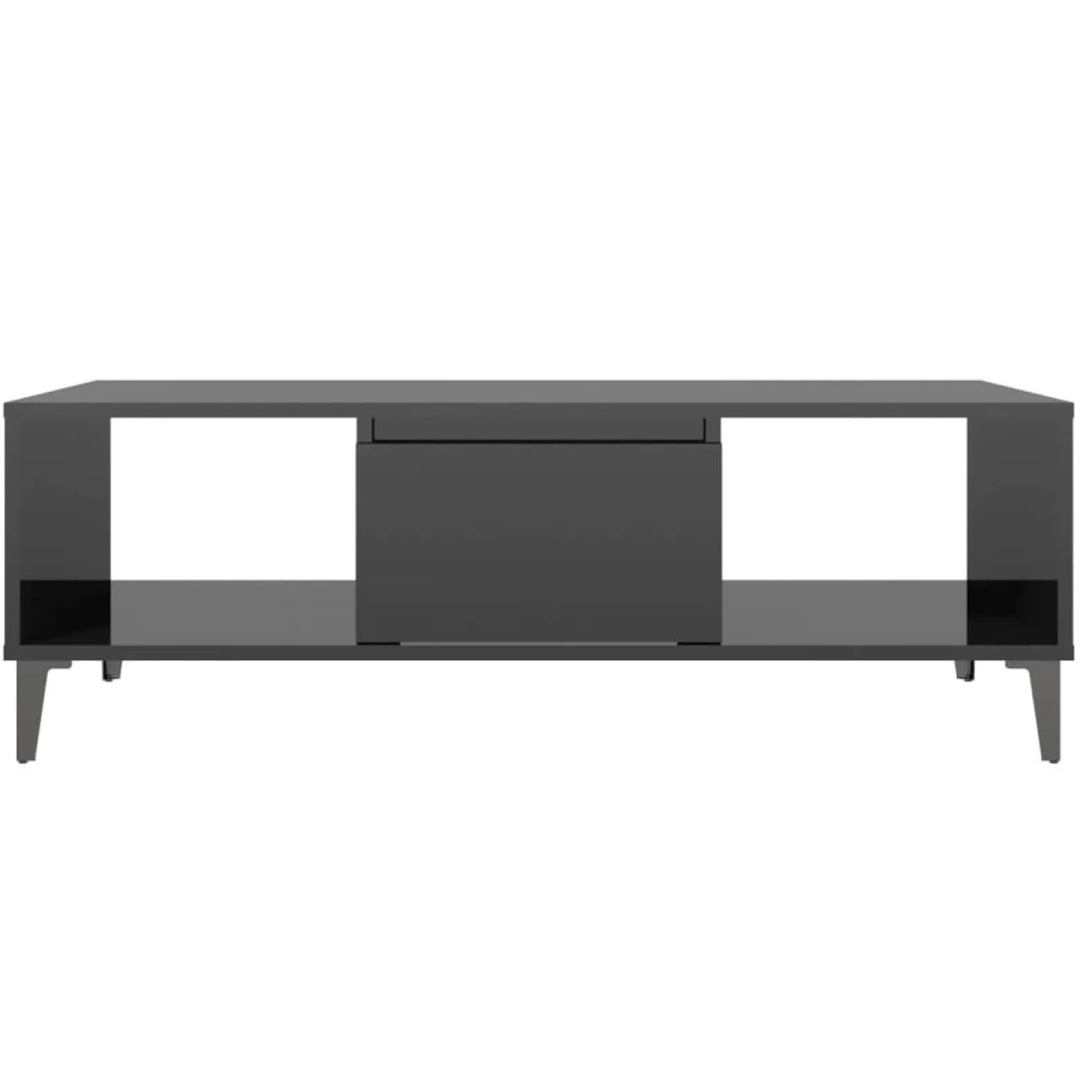 Stolik Kawowy Ława Stół Czarny Połysk 103.5x60x35 Półka Drzwiczki