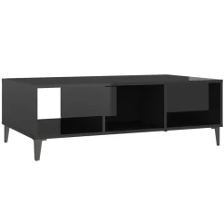 Stolik Kawowy Ława Stół Czarny Połysk 103.5x60x35 Półka Drzwiczki