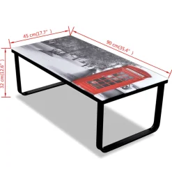 Stolik Kawowy Ława Stół Czarny Szklany 90x45x32 Do Salonu Do Pokoju