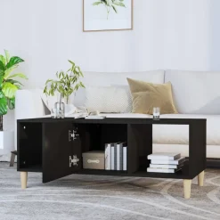 Stolik Kawowy Ława Stół Czarny 102x50x40 Szuflady Półka Do Salonu Do Pokoju