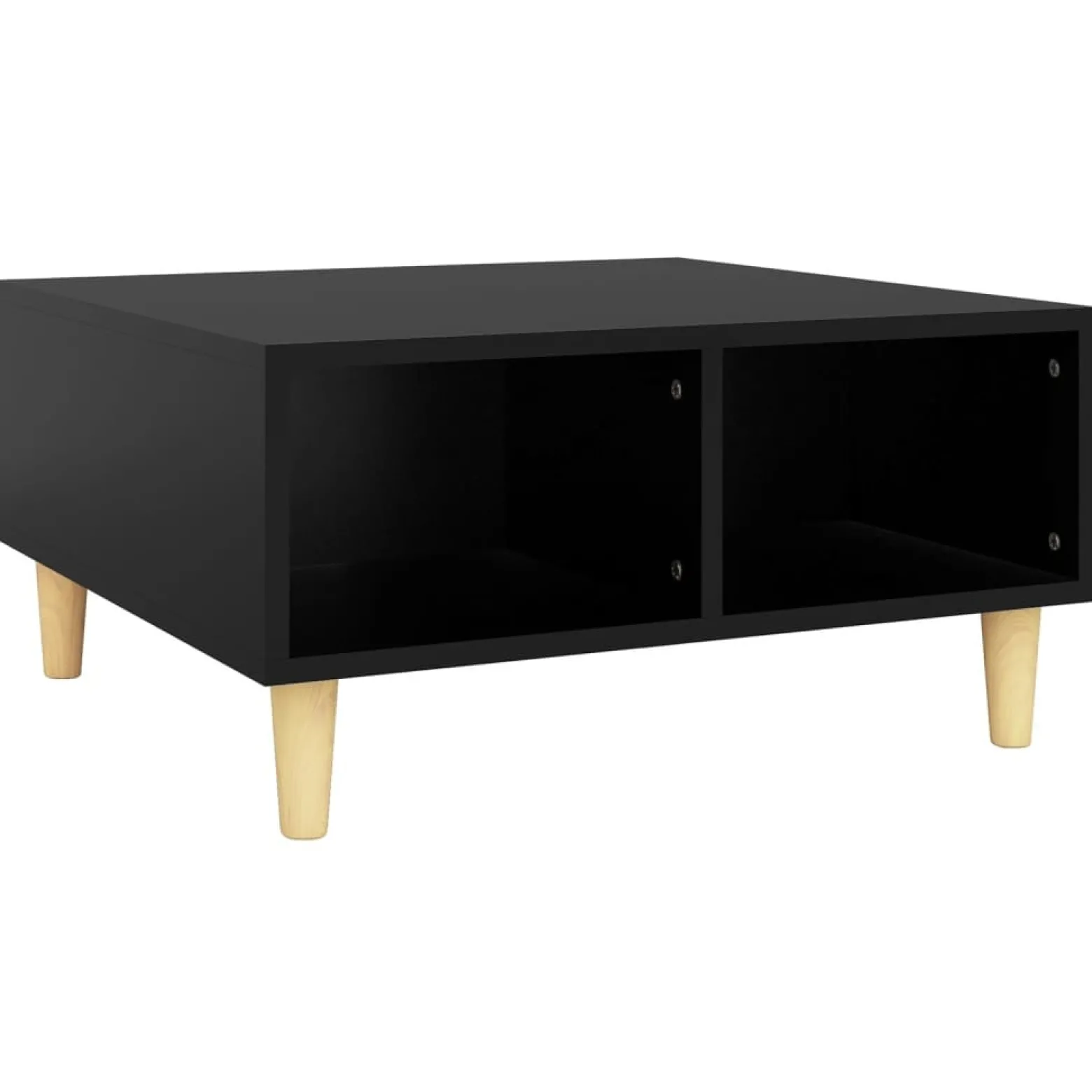 Stolik Kawowy Ława Stół Czarny 60x60x30 Półka Do Salonu Do Pokoju