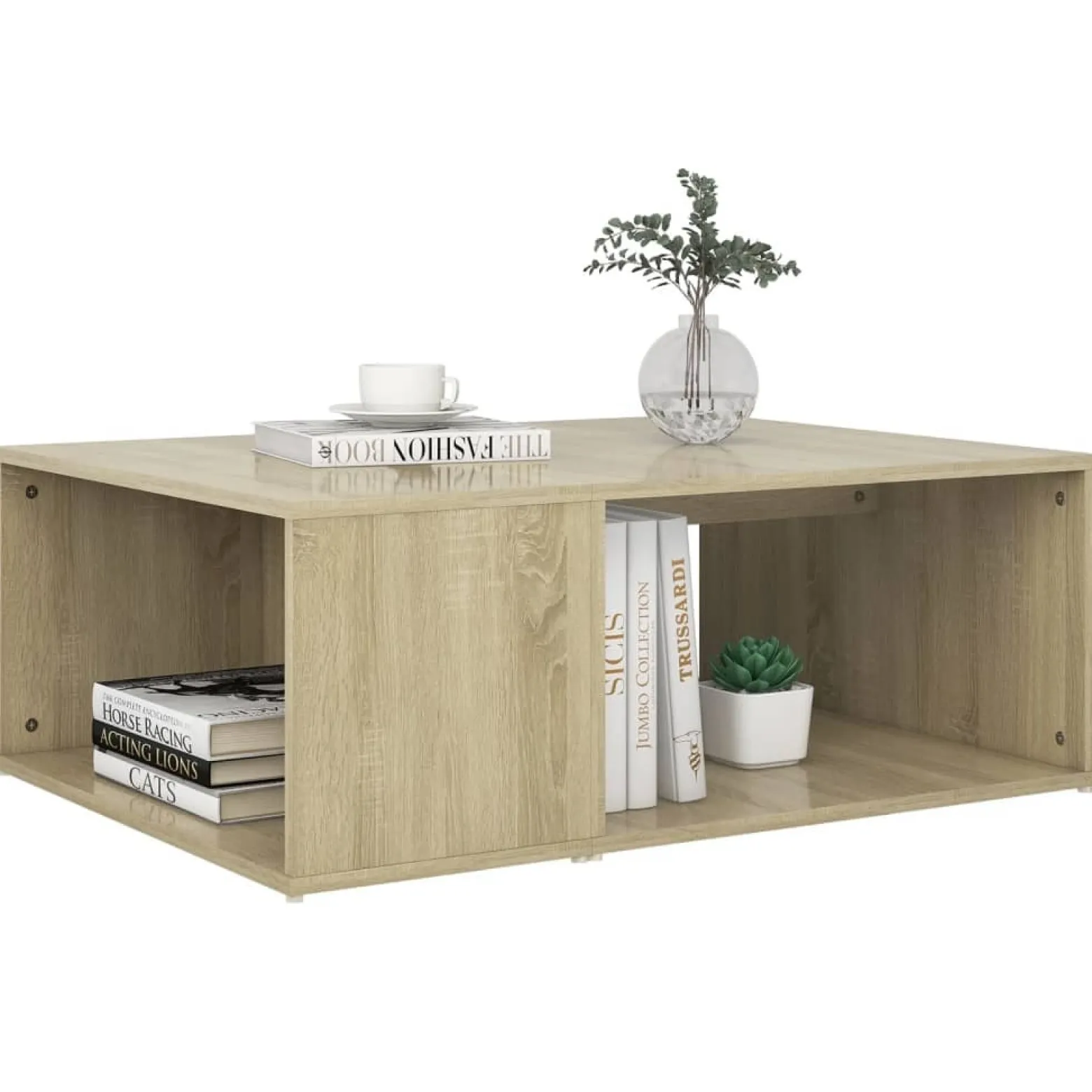 Stolik Kawowy Ława Stół Dąb Sonoma 90x67x33 Półka Do Salonu Do Pokoju