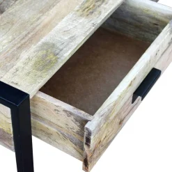 Stolik Kawowy Ława Stół Drewniany 100x60x40 Szuflady Do Salonu Do Pokoju