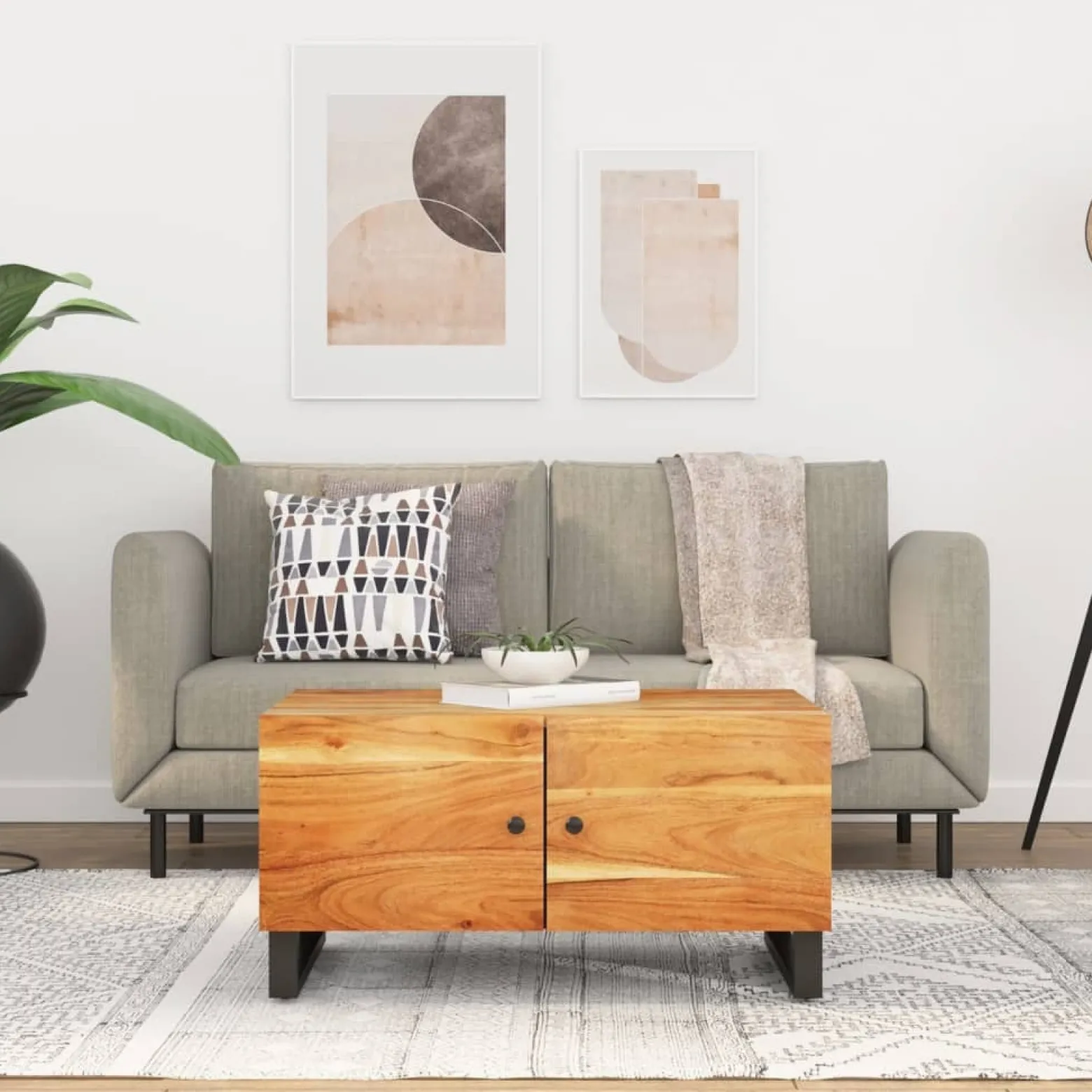 Stolik Kawowy Ława Stół Drewniany 80x50x40 Drzwiczki Do Salonu Do Pokoju