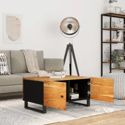 Stolik Kawowy Ława Stół Drewniany 80x50x40 Drzwiczki Do Salonu Do Pokoju