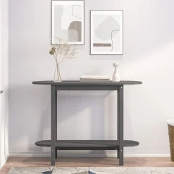 Stolik Kawowy Ława Stół Szary Drewniany 110x40x80 Półka Do Salonu Do Pokoju