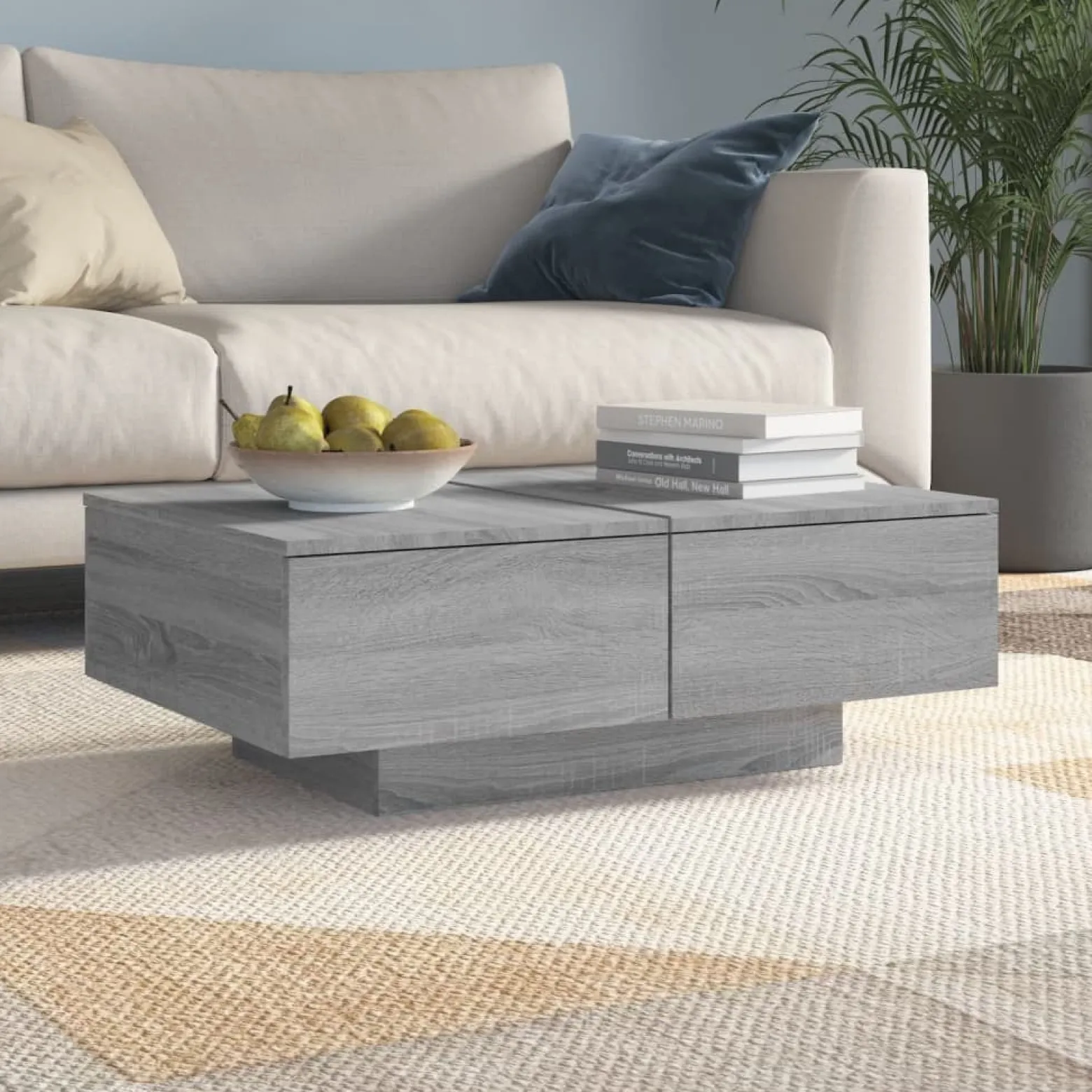 Stolik Kawowy Ława Stół Szary 90x60x31 Do Salonu Do Pokoju