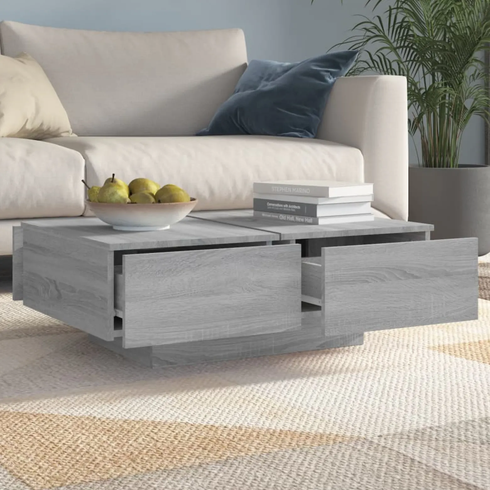 Stolik Kawowy Ława Stół Szary 90x60x31 Do Salonu Do Pokoju