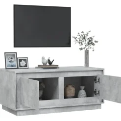 Stolik Kawowy Ława Stół Szary 102x50x44 Drzwiczki Do Salonu Do Pokoju