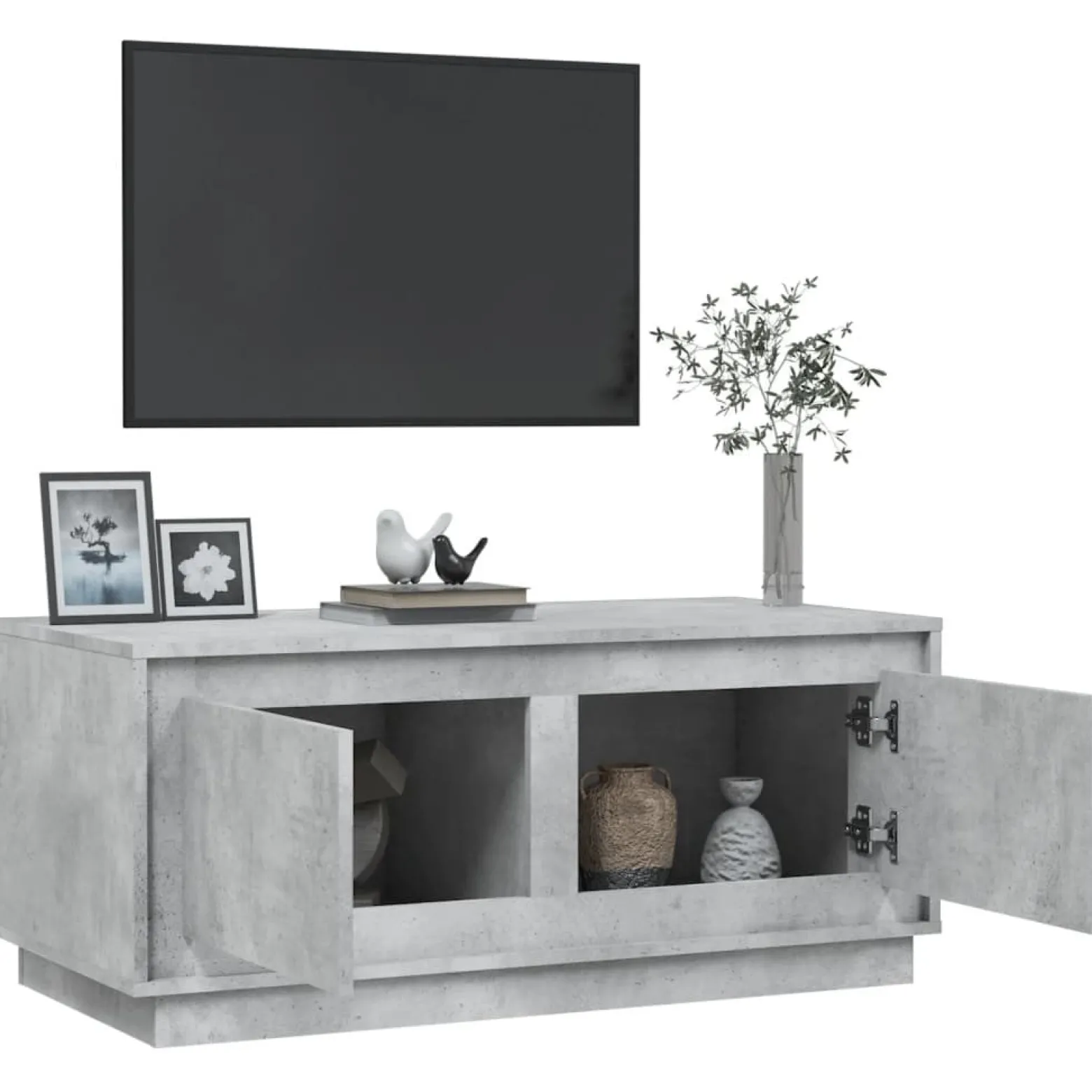 Stolik Kawowy Ława Stół Szary 102x50x44 Drzwiczki Do Salonu Do Pokoju
