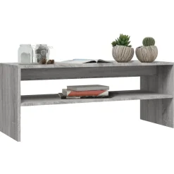 Stolik Kawowy Ława Stół Szary 100x40x40 Półka Do Salonu Do Pokoju
