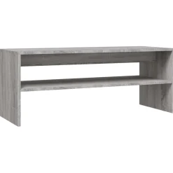 Stolik Kawowy Ława Stół Szary 100x40x40 Półka Do Salonu Do Pokoju