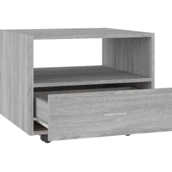 Stolik Kawowy Ława Stół Szary 55x55x40 Szuflady Półka Do Salonu Do Pokoju